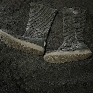 UGG Black Knit Boots with Button Accents